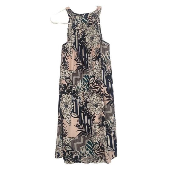 Christian Caliendo Lined Sleeveless Dress Black White Floral Splashes of Color - Picture 10 of 11